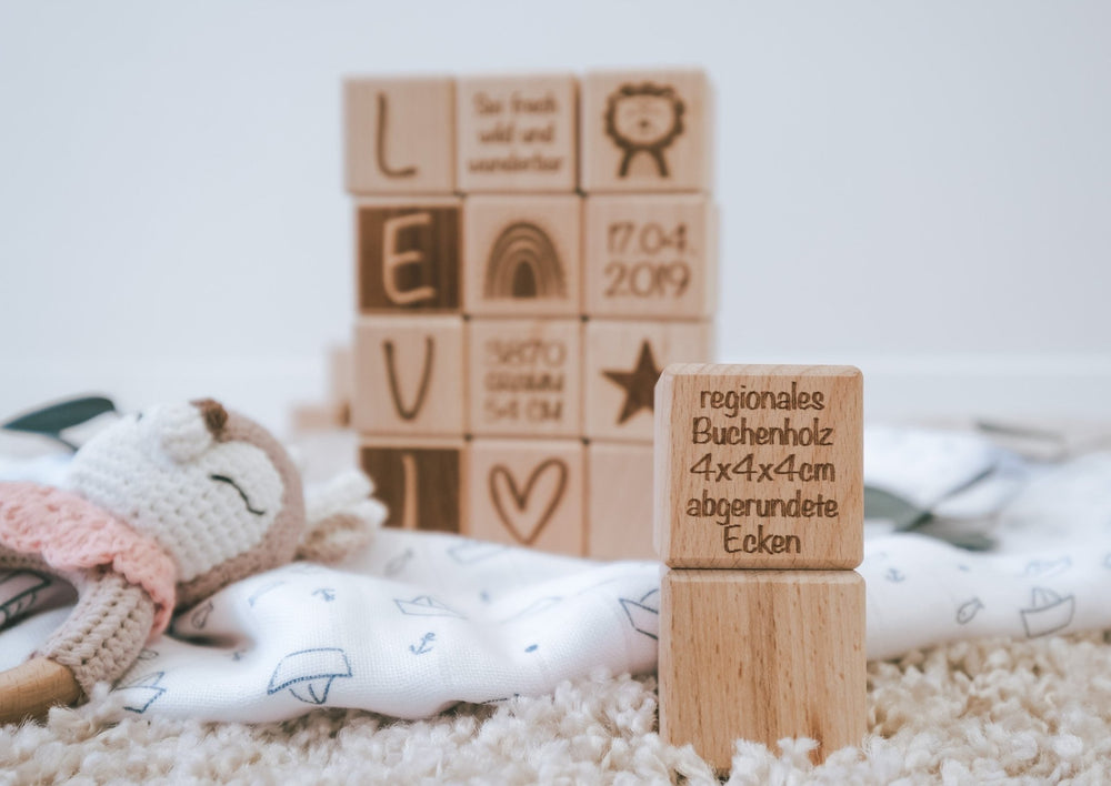 Holzwürfel mit süssen Motiven für Kinder - Jellies Design