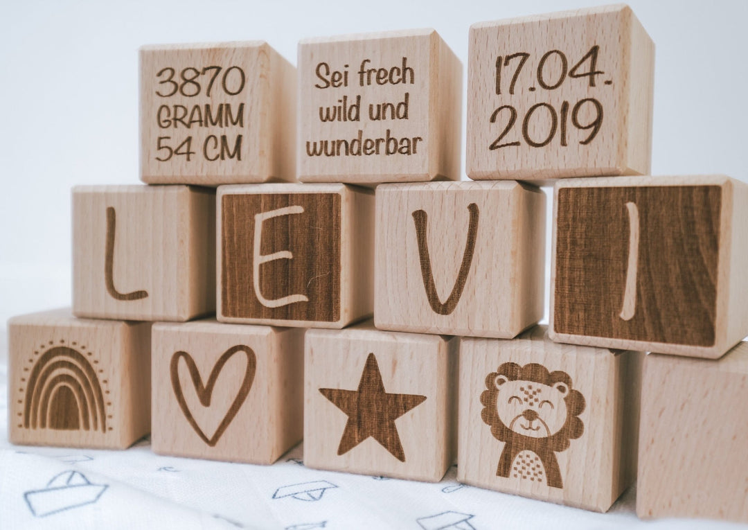 Holzwürfel mit süssen Motiven für Kinder - Jellies Design