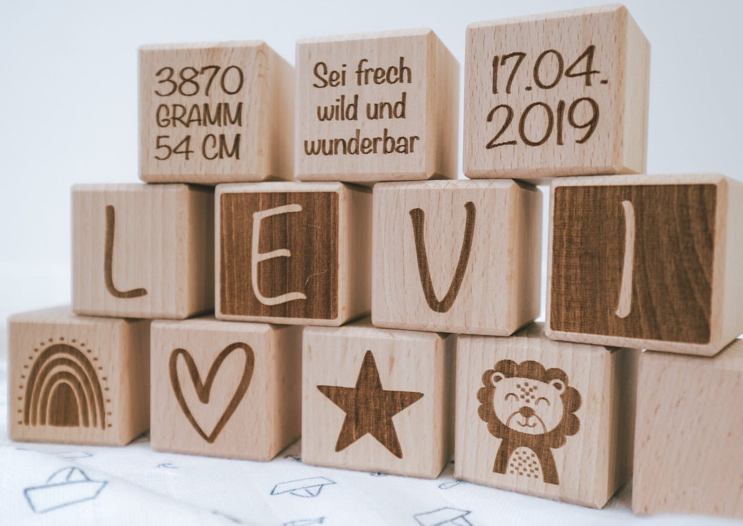 Holzwürfel mit süssen Motiven für Kinder - Jellies Design