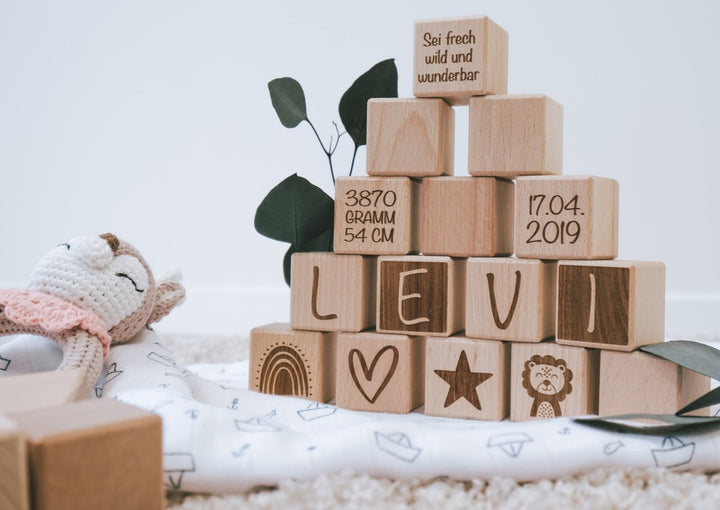 Holzwürfel mit süssen Motiven für Kinder - Jellies Design